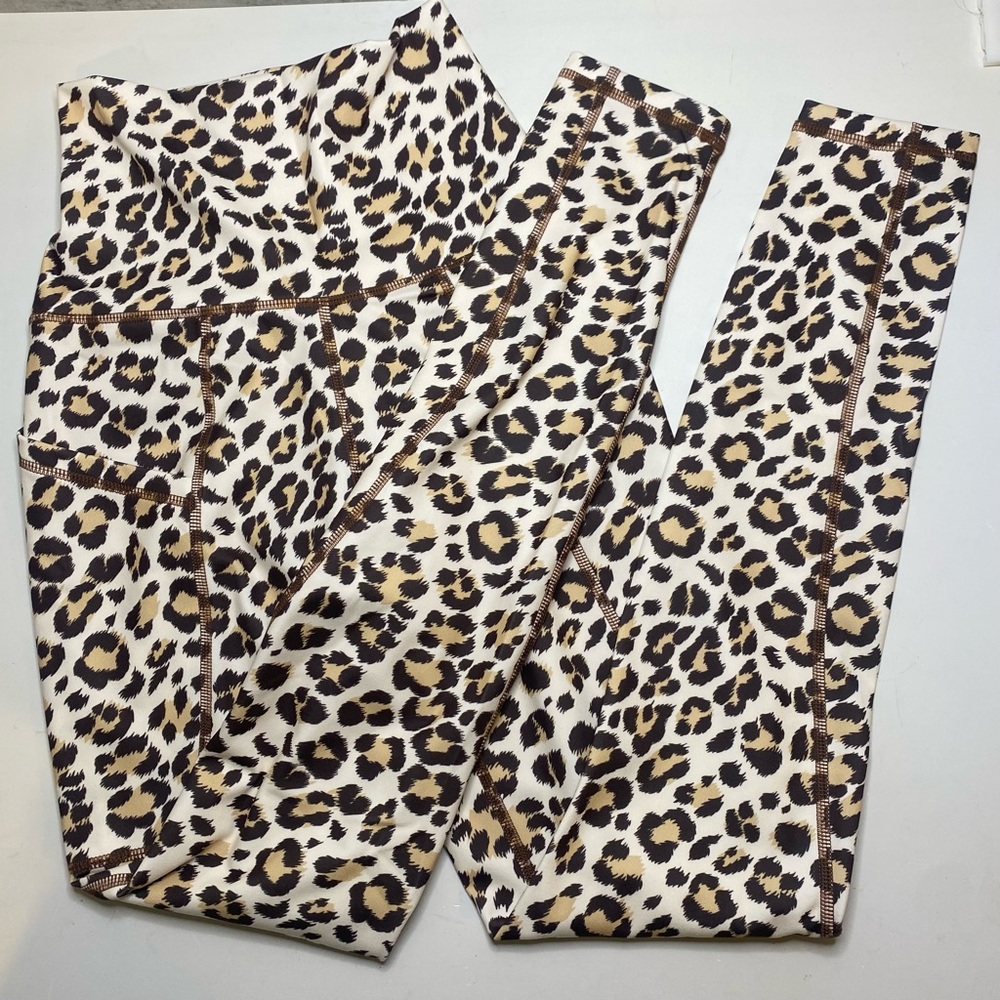 New Free Leaper Women’s High waist Leggings w/Deep Pockets Leopard XSMALL
